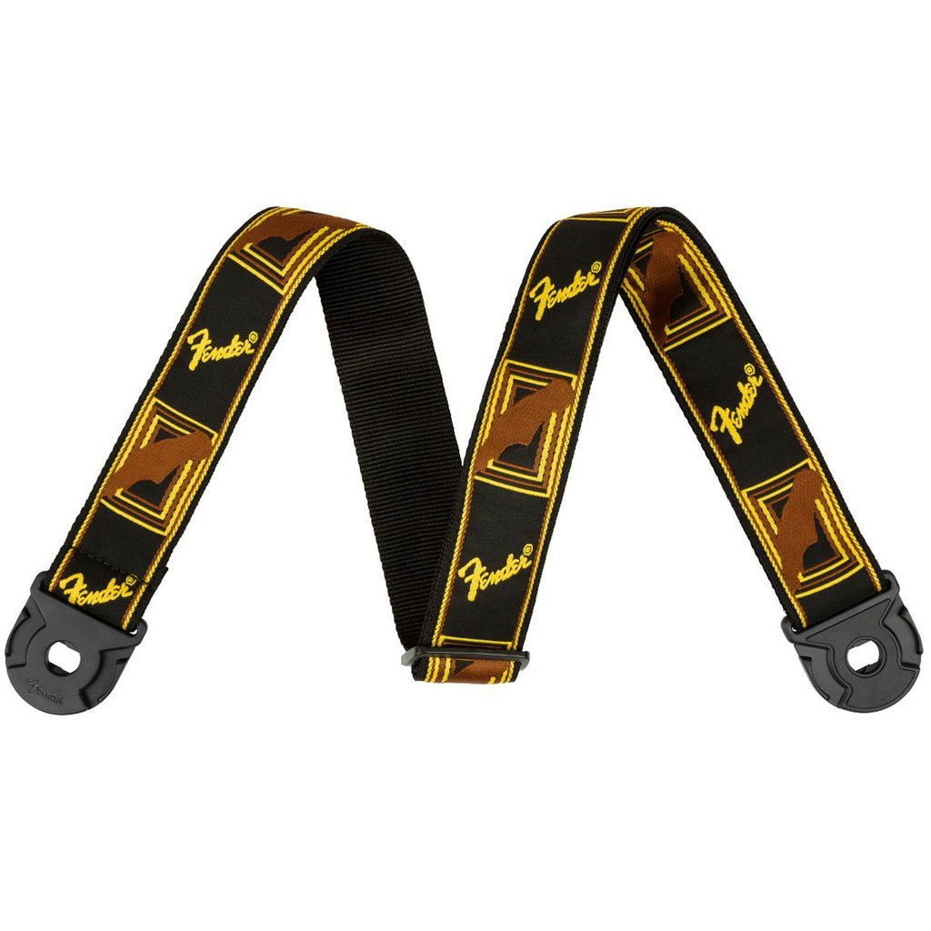 Fender 0990629001 Monogram Black Yellow Brown Quick Grip Locking End Strap - Reco Music Malaysia