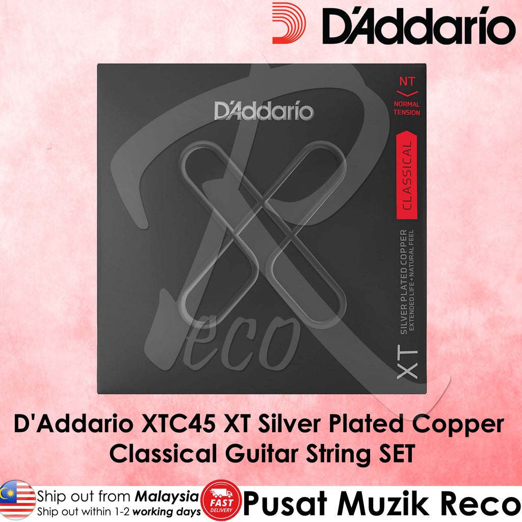 D'addario XTC45 Normal Tension XT Silver Plated Copper Classical Guitar String SET - Reco Music Malaysia