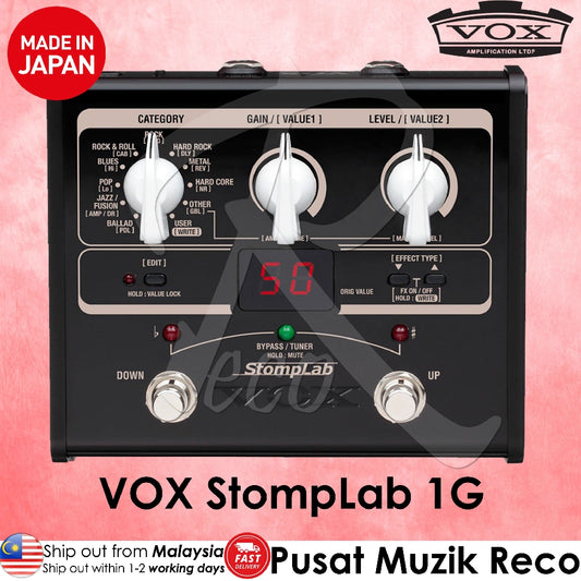 Vox StompLab 1G SL1G Modeling Guitar Multi Effect Processor - Reco Music Malaysia