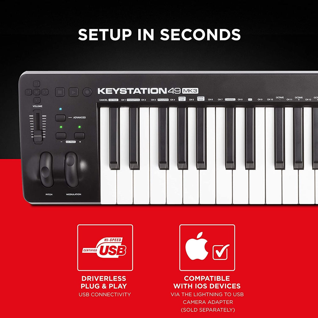 M-Audio Keystation 49 MK3 49 Full-sized Key USB MIDI Keyboard Controller - Reco Music Malaysia