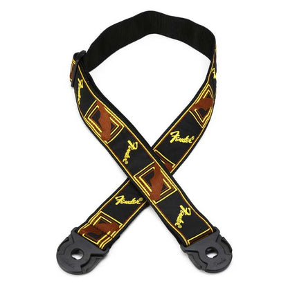 Fender 0990629001 Monogram Black Yellow Brown Quick Grip Locking End Strap - Reco Music Malaysia