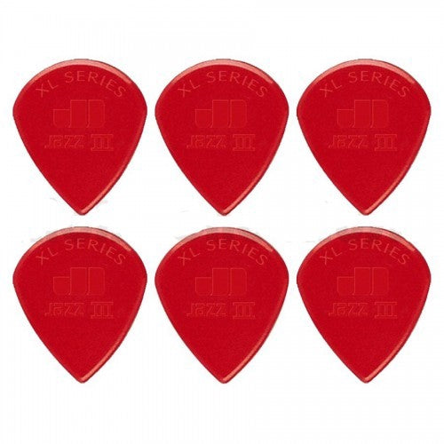 Jim Dunlop 47PXLN Nylon Jazz III XL Guitar Picks, Red, 6-Pack - Reco Music Malaysia