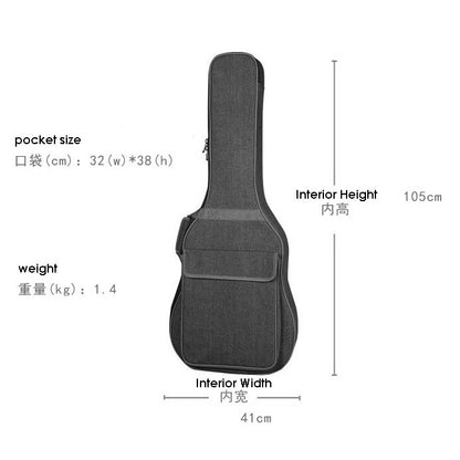 RM RAB200 20mm Denim Jeans Material Thick Padded Acoustic Guitar Bag with Neck Rest Double Shoulder Strap - Reco Music Malaysia