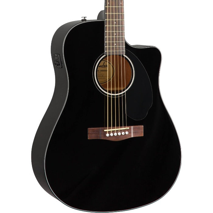 Fender CD-60SCE BK Solid Top Acoustic-Electric Guitar, Black | Reco Music Malaysia