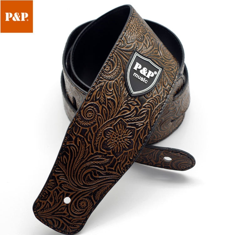 RM High Quality PU Leather Acoustic Electric Bass Guitar Leather Strap