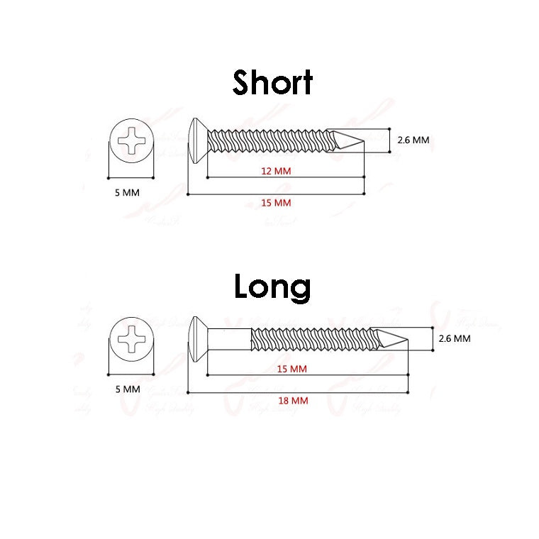 RM GF0090-Ni4S4L Electric Guitar Humbucker Pickup Mounting Ring Screws, Chrome 4 Short 4 Long - Reco Music Malaysia