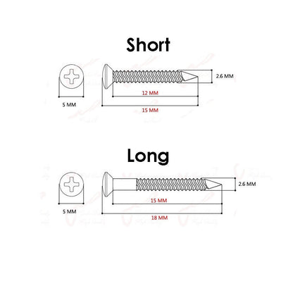 RM GF0090-Ni4S4L Electric Guitar Humbucker Pickup Mounting Ring Screws, Chrome 4 Short 4 Long - Reco Music Malaysia