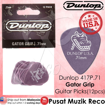 Jim Dunlop 417P071 Gator Grip Guitar Picks Pack - .71mm Purple (12-pack) - Reco Music Malaysia