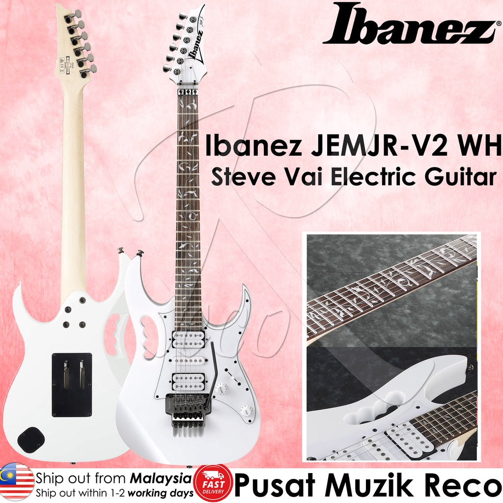 Ibanez JEMJRV2-WH Steve Vai Signature Electric Guitar - White - Reco Music Malaysia