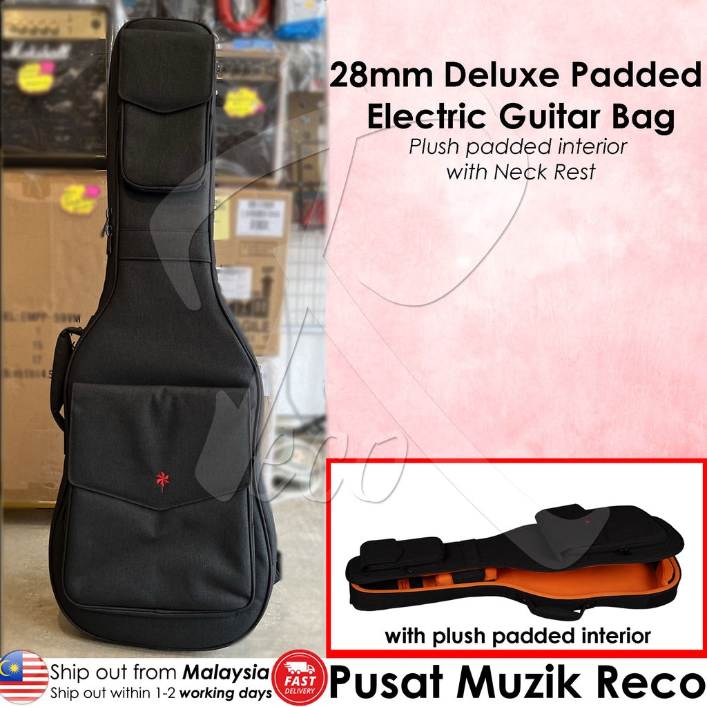 RM 28mm Deluxe Thick Padded Electric Guitar Bag with Neck Rest Padded Double Shoulder Strap