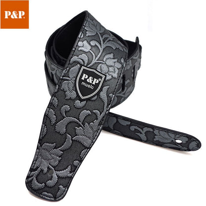 RM High Quality PU Leather Acoustic Electric Bass Guitar Leather Strap