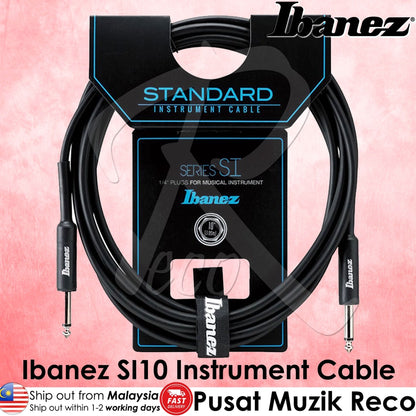 Ibanez SI10 Standard Shielded Guitar Instrument Cable 10ft, 2 Straight Plugs - Reco Music Malaysia