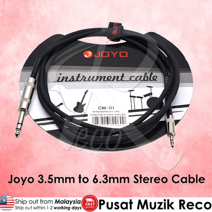 Joyo CM-01 3.5mm Male to 6.3mm Male 6ft Shielded Stereo Cable - Reco Music Malaysia