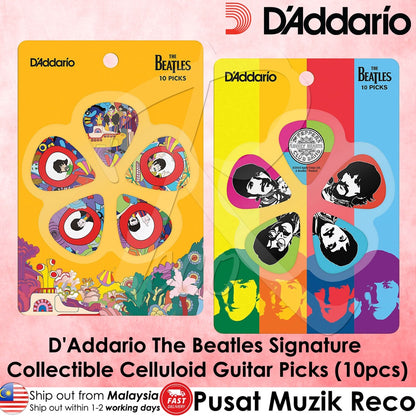 D'Addario 1CWH4-10B6 The Beatles 50th Anniversary Signature Guitar Picks(.50mm), x10pcs - Reco Music Malaysia