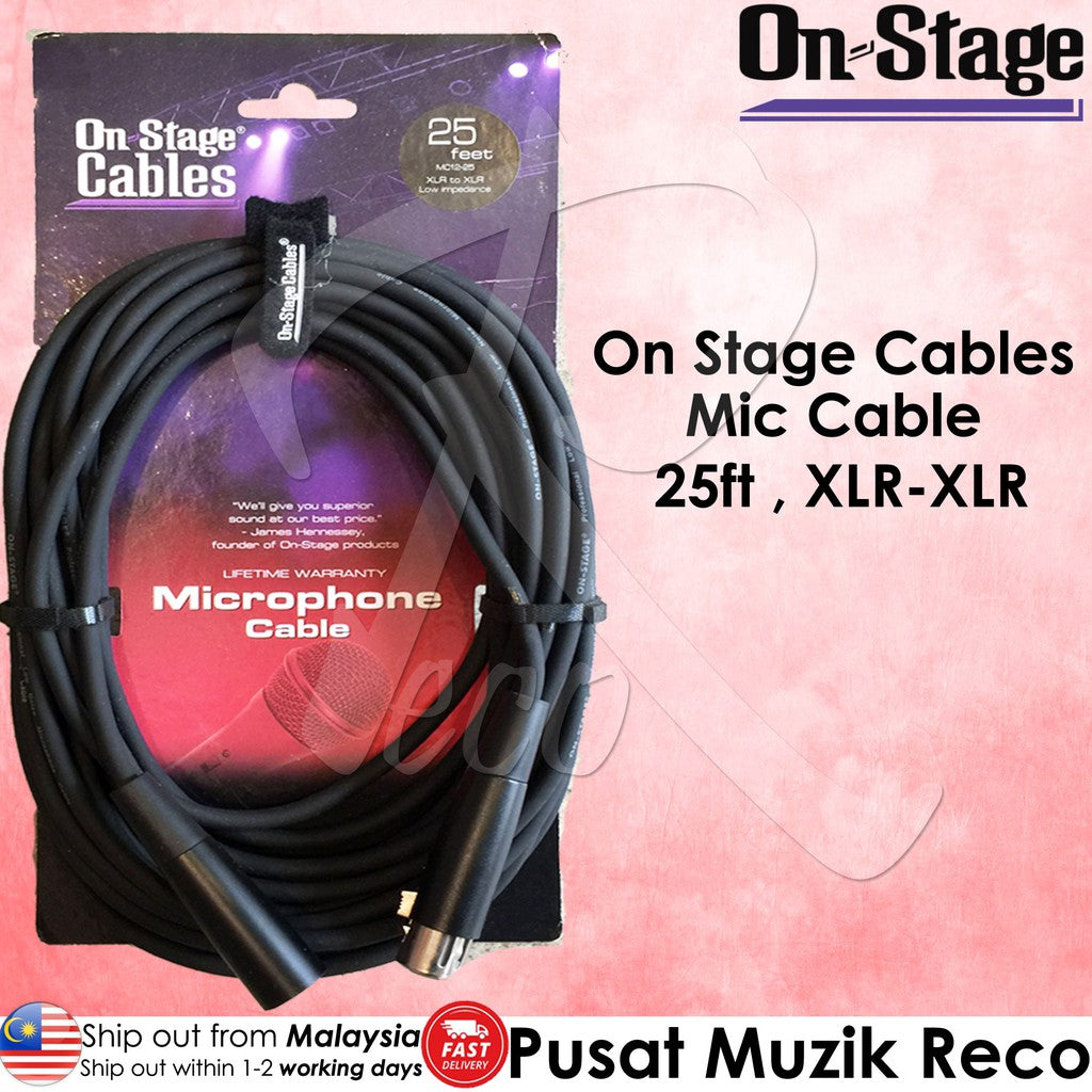 On Stage OSS MC12-25XLR Microphone Mic Cable 25ft XLR-XLR(OSS MC12-25) - Reco Music Malaysia