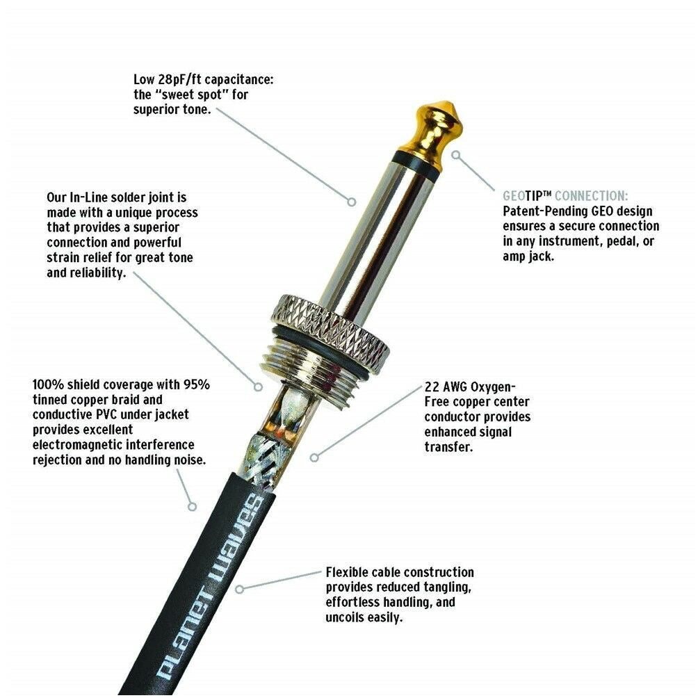 Planet Waves PW-AMSK-20 American Stage Kill Switch Instrument Cable(Jack Design) - Reco Music Malaysia