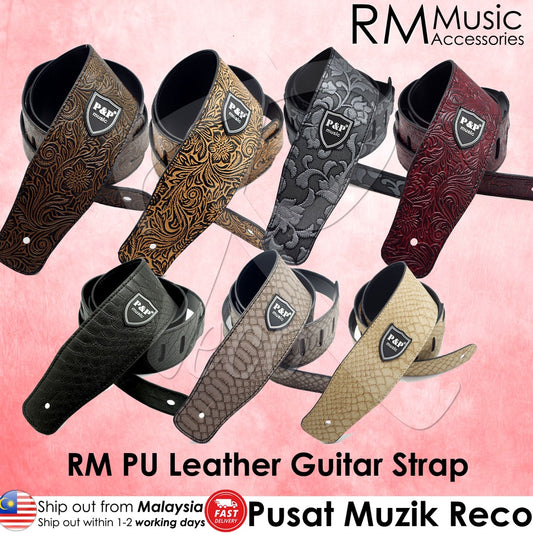 RM High Quality PU Leather Acoustic Electric Bass Guitar Leather Strap - Reco Music Malaysia