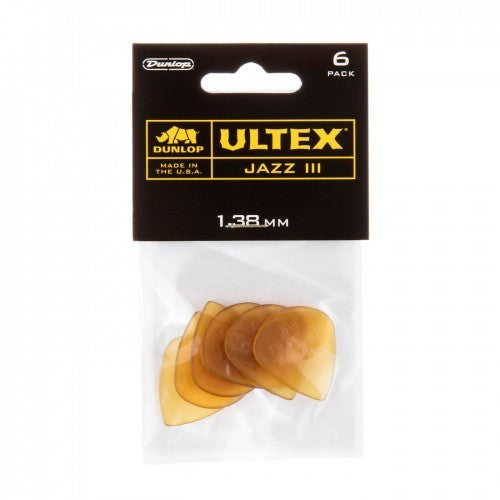 Jim Dunlop 427P1.38 Ultex Jazz III Guitar Pick, 6- Pick Player's Pack - Reco Music Malaysia