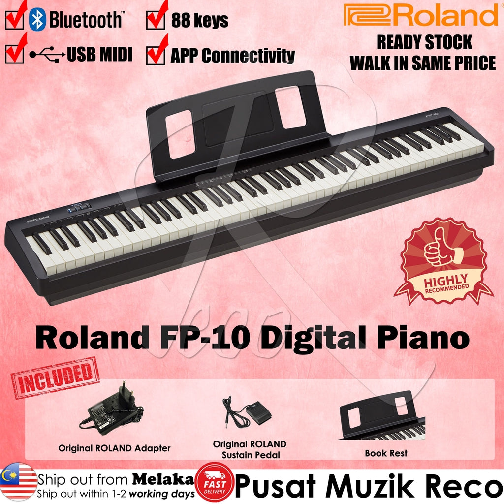 Roland FP-10 88 keys Black Digital Piano with Roland DP-2 Pedal - Reco Music Malaysia