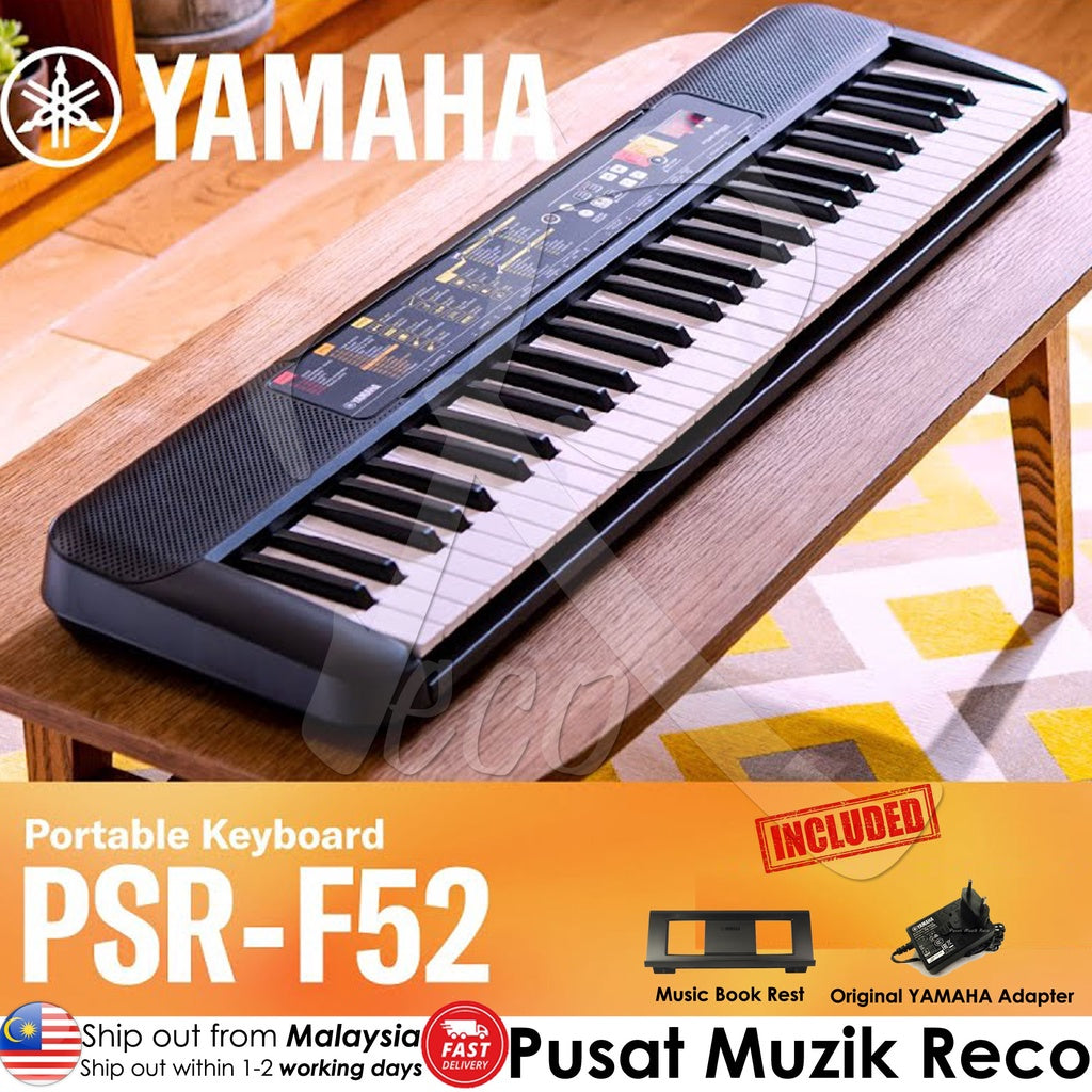 Yamaha PSR-F52 61 Keys Electronic Portable Keyboard With Adaptor & Book Rest - Reco Music Malaysia