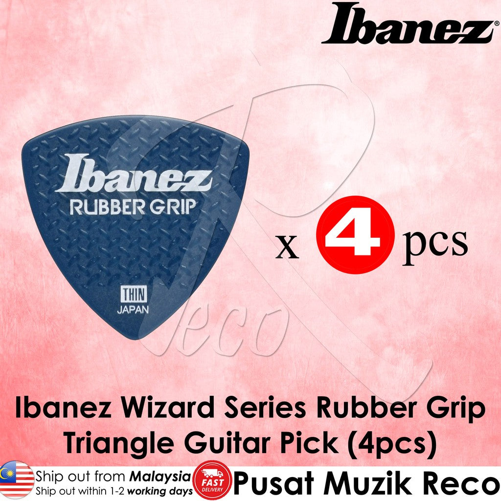 Ibanez Wizard Series Rubber Grip NON SLIP Triangle Guitar Picks Thin 0.6mm (4pcs) - Reco Music Malaysia