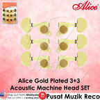 Alice AD-016JP Gold Plated Acoustic Guitar Machine Head SET 3+3 Tuning Peg Tuner Diecast Machine Head 3R3L - Reco Music Malaysia