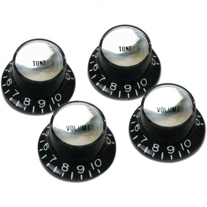 Gibson PRMK-010 Top Hat Knobs w/Metal Insert - Black w/Silver - Reco Music Malaysia