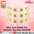 Alice AD-016JP Gold Plated Acoustic Guitar Machine Head SET 3+3 Tuning Peg Tuner Diecast Machine Head 3R3L - Reco Music Malaysia
