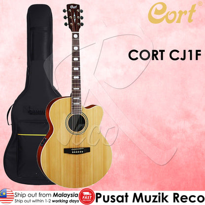 Cort CJ1F Solid Top Semi Acoustic Guitar With Bag | Reco Music Malaysia