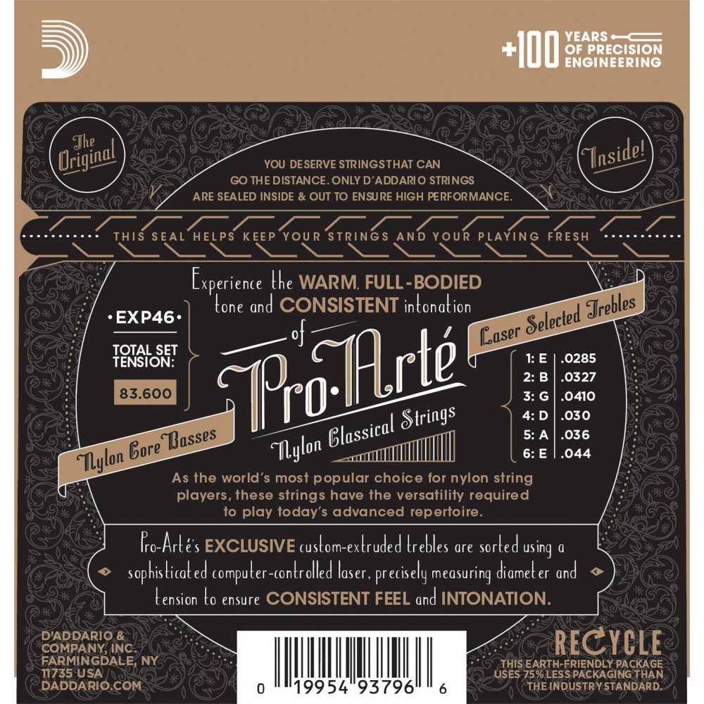 D'Addario EXP46 Coated Nylon Classical Guitar String Hard Tension - Reco Music Malaysia