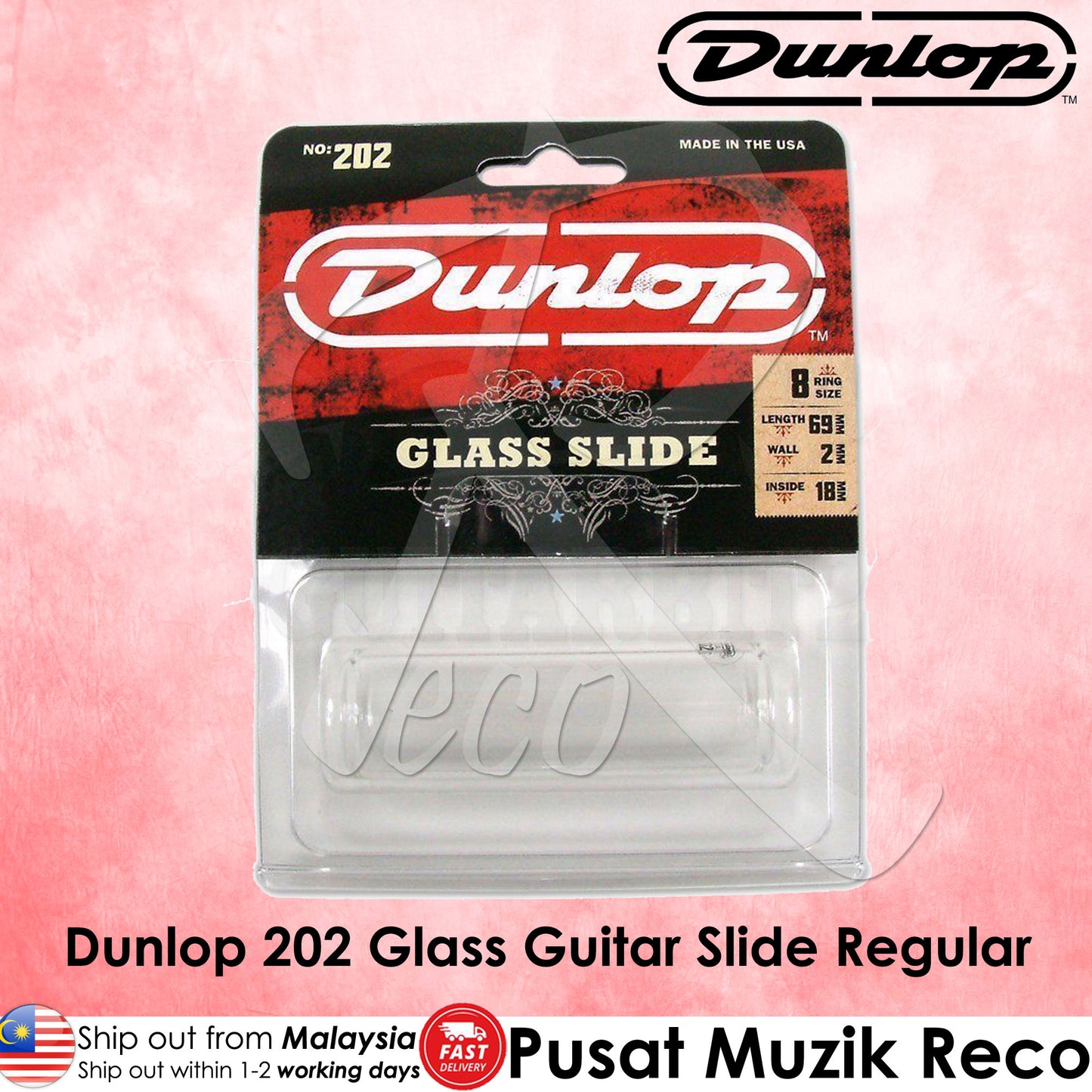 Dunlop 202 Guitar Pyrex Glass Slide, Regular Wall Thickness - Medium | Reco Music Malaysia