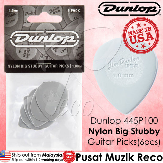 Jim Dunlop 445P1.0 Nylon Big Stubby Guitar Pick 1.0mm Guitar Picks Player Pack - Reco Music Malaysia