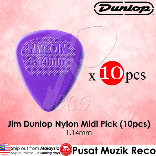 10 x Jim Dunlop Nylon Midi Purple Guitar Pick 1.14mm - Reco Music Malaysia