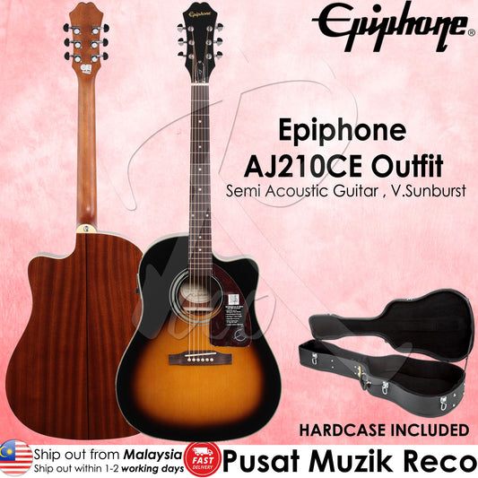 Epiphone AJ-210CE Outfit Acoustic Guitar - Vintage Sunburst | Reco Music Malaysia