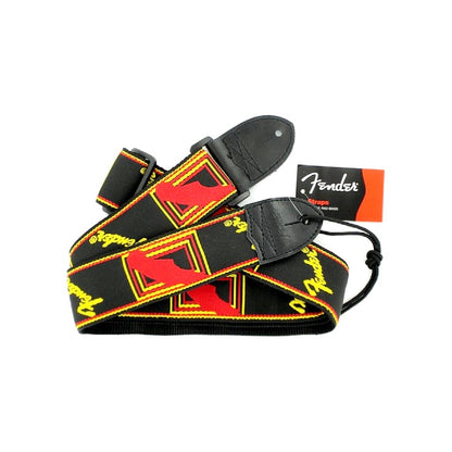 Fender 0990681500 2 Inch Monogrammed Guitar Straps - Black/Yellow/Red - Reco Music Malaysia