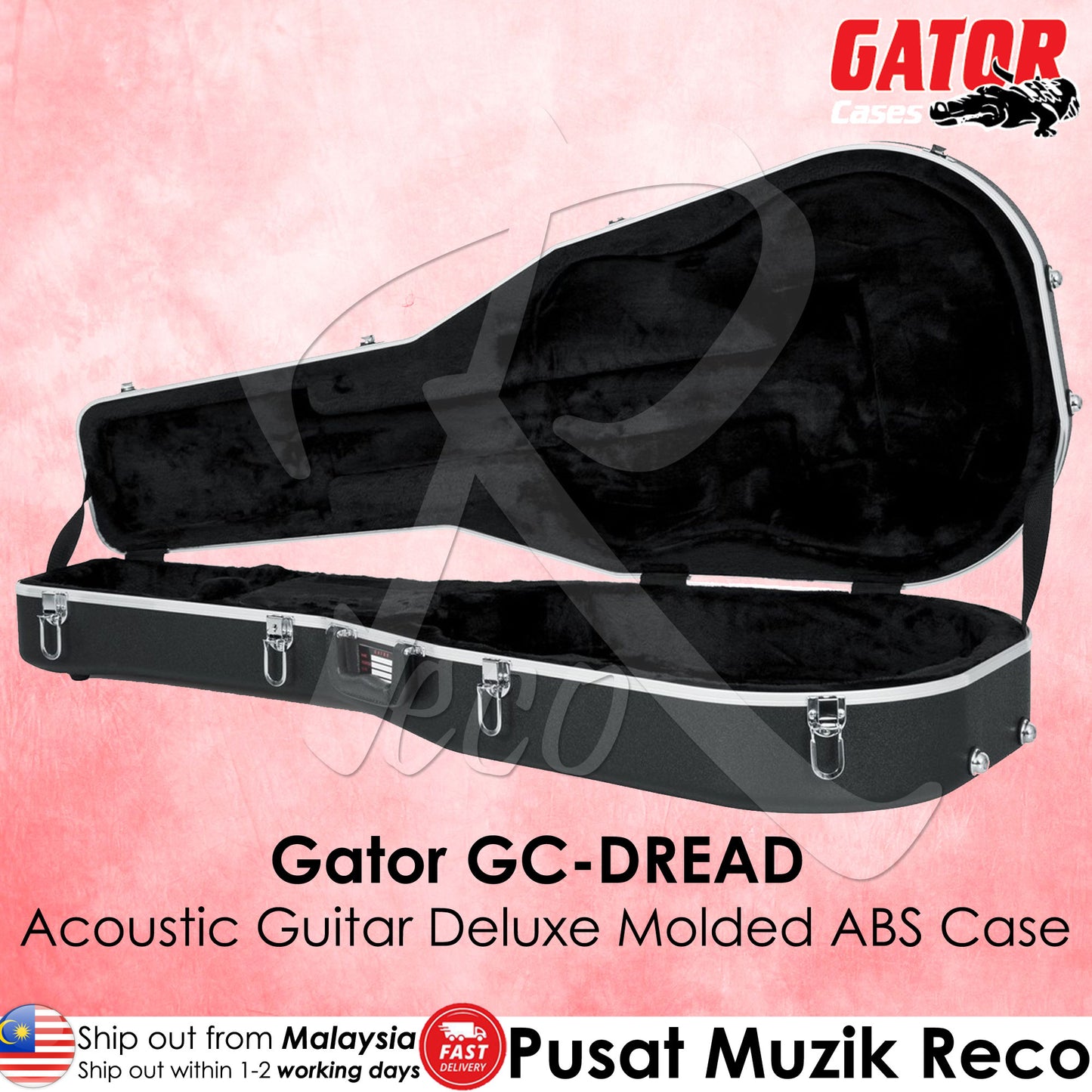 Gator GC-DREAD Deluxe Molded ABS Case for Acoustic Dreadnought Guitar | Reco Music Malaysia