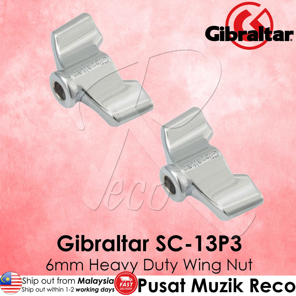 Gibraltar SC-13P3 6mm Chrome Heavy-Duty Wing Nut - 2/Pack | Reco Music Malaysia