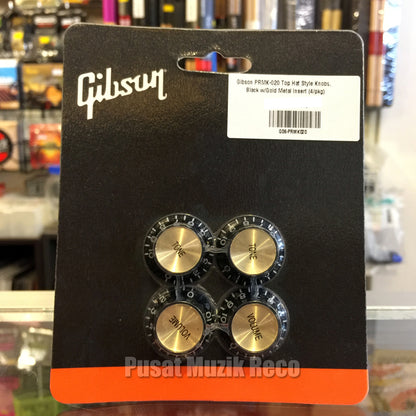 Gibson PRMK-020 Top Hat Knobs w/Metal Insert - Black w/Gold - Reco Music Malaysia