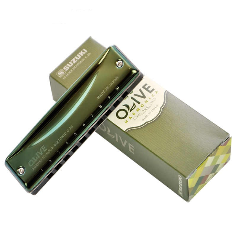 Suzuki C20 Olive C Key Professional 10 Hole Diatonic Harmonica - Reco Music Malaysia