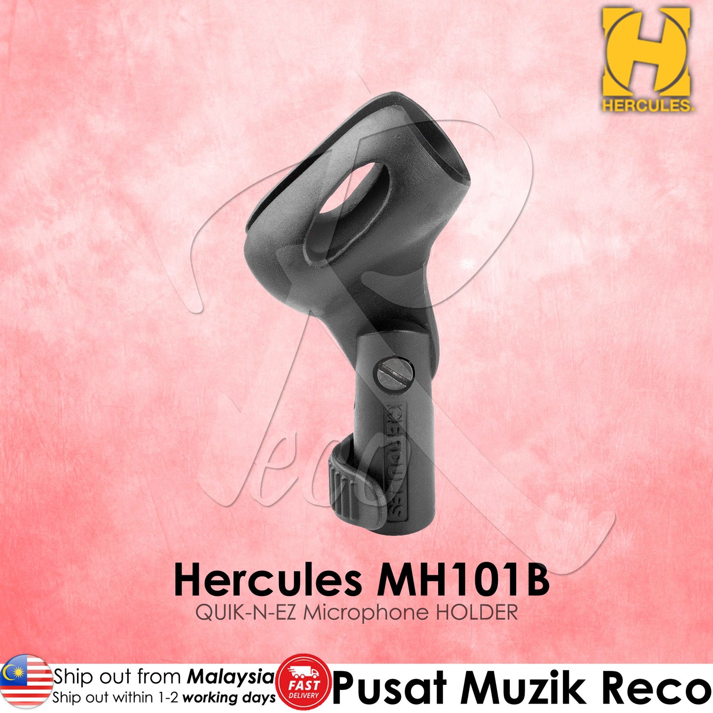 Hercules MH101B Quick-N-EZ Mic Clip Mic Holder | Reco Music Malaysia