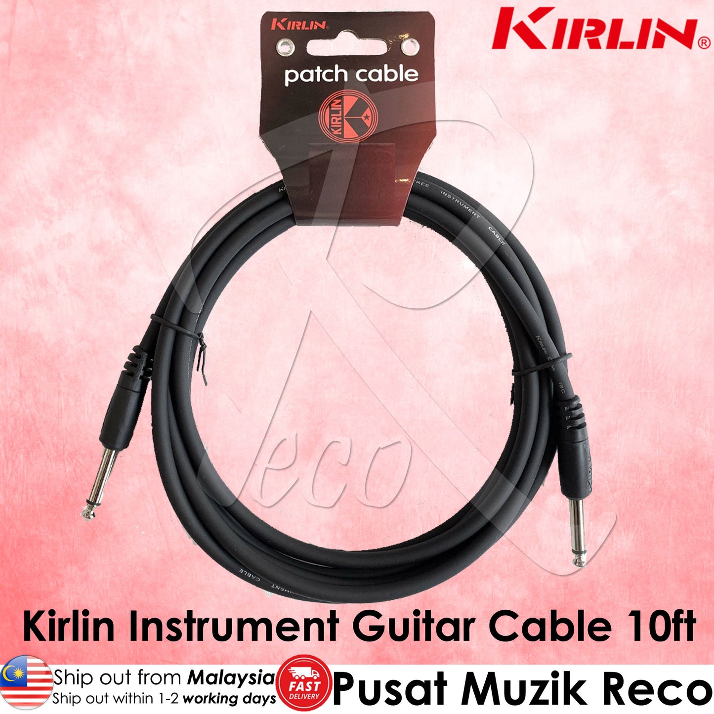 Kirlin IC-241 /BK Instrument Guitar Cable 10ft