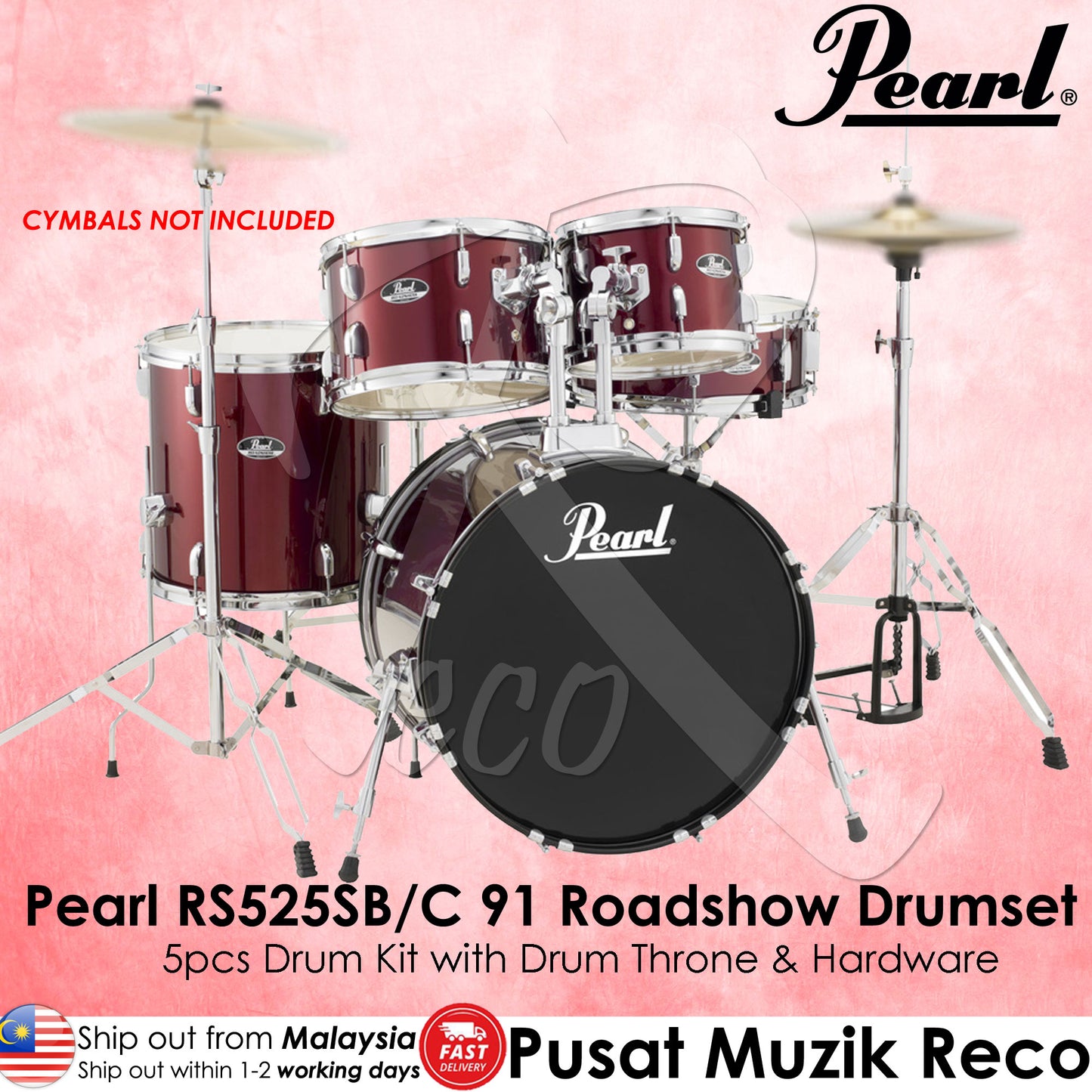 Pearl RS525SBC Roadshow Series 91 5-piece Drum Set - Reco Music Malaysia