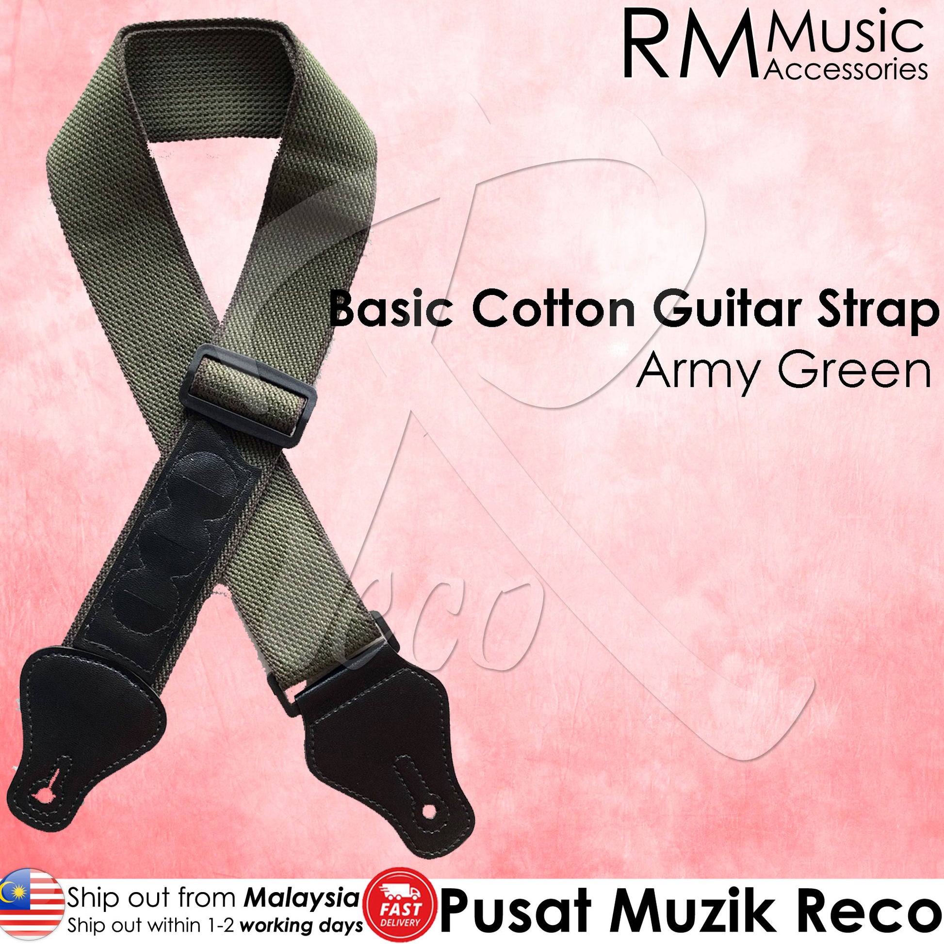 RM Basic Cotton Guitar Strap - Reco Music Malaysia