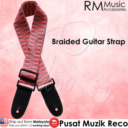 RM Braided Guitar Strap Assorted Color Thick End Acoustic Electric Guitar Strap - Reco Music Malaysia