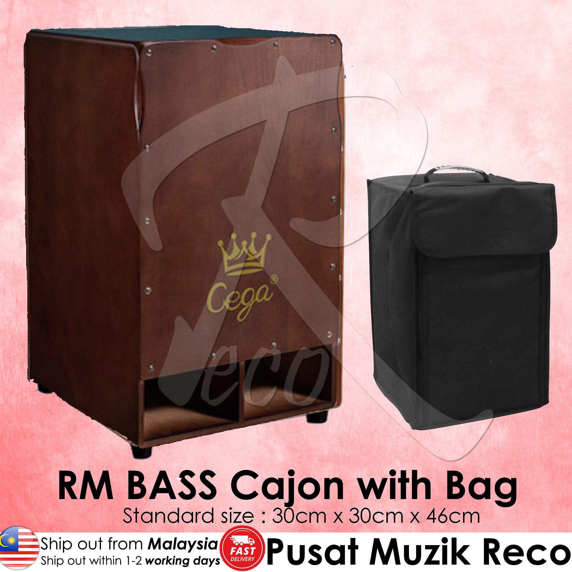 RM CEGA Wooden BASS Subwoofer Cajon with Free Bag - Reco Music Malaysia