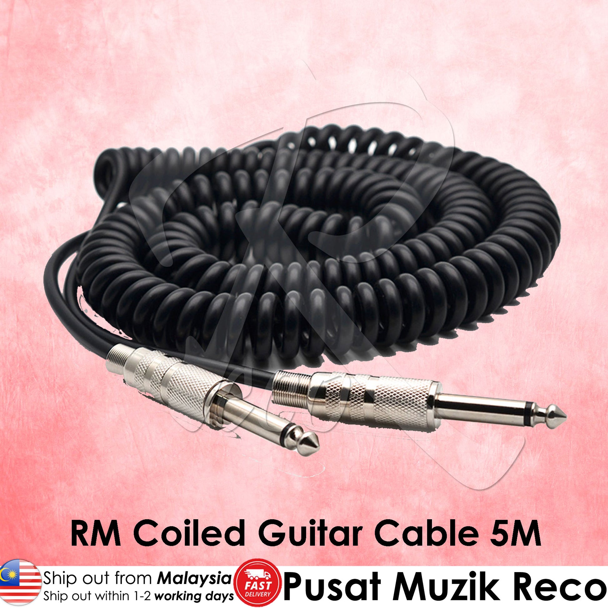 RM Coiled Cable 5M Instrument Guitar Cable - Reco Music Malaysia