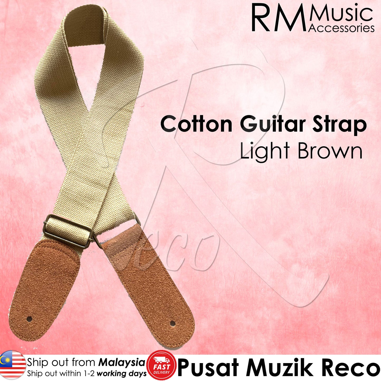 RM Cotton Guitar Strap Basic Guitar Strap Thick End - Reco Music Malaysia