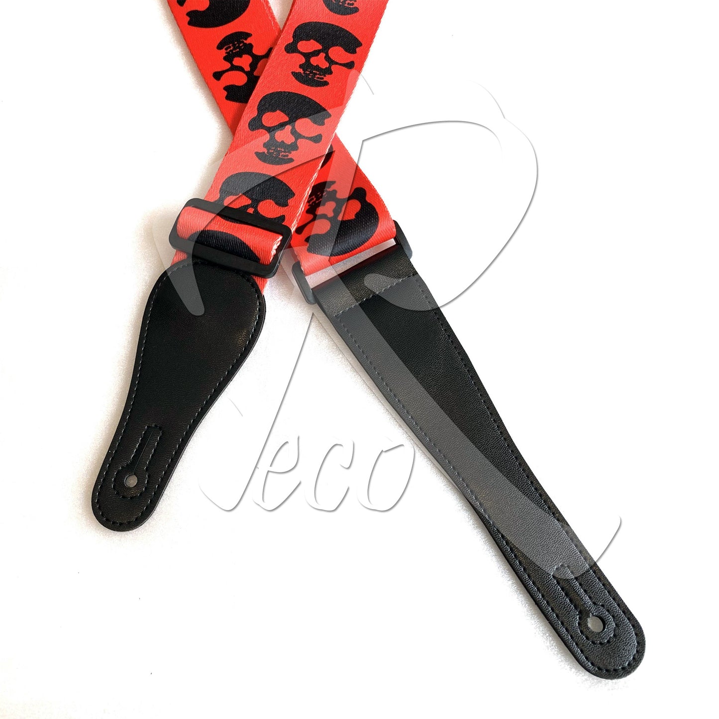 RM Designer Polyester Guitar Strap - Red Skull - Recomusic