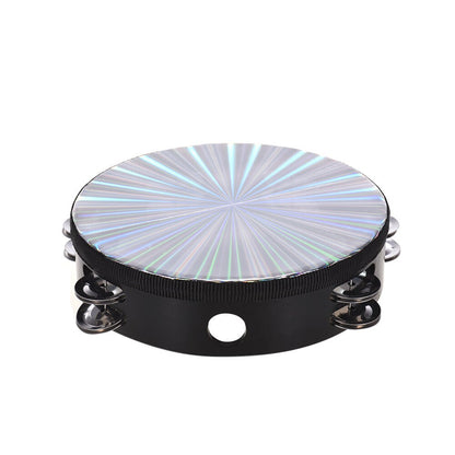 RM 8 Inch Wooden Radiant Tambourine with Skin Double Row Jingles | Reco Music Malaysia