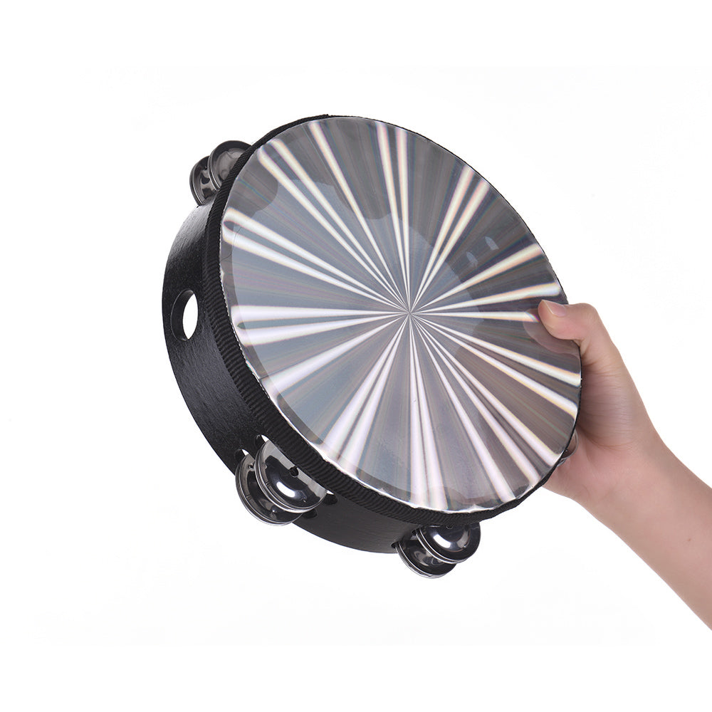 RM 8 Inch Wooden Radiant Tambourine with Skin Double Row Jingles | Reco Music Malaysia